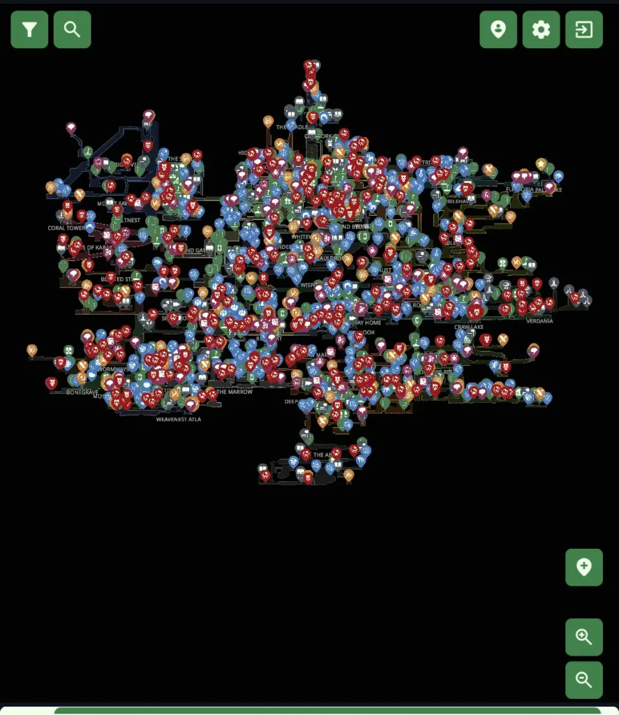 Hollow Knight Silksong interactive map in OGM Hub App